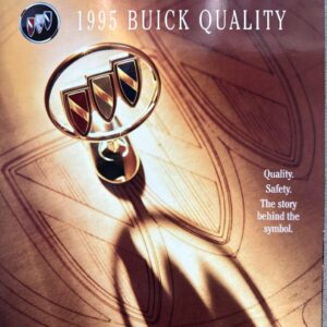 Poster announcing Buick 1995 Quality with a large gold Buick emblem key and the slogan 'Quality. Safety. The story behind the symbol.'