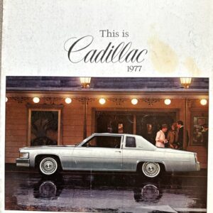Promotional poster featuring a silver 1977 Cadillac with a luxury car tagline: 'The next generation of the luxury car'