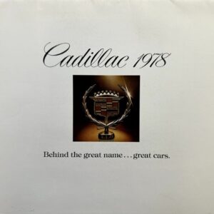 Cadillac 1978 cover: script title above a Cadillac crest centered on a white background with the slogan beneath.