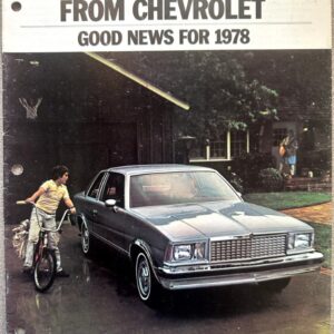 1978 Chevrolet Malibu ad: blue Malibu on a driveway with a boy on a bicycle nearby; Chevrolet logo bottom.