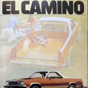 Poster advertising a 1978 Chevrolet El Camino, showing a brown El Camino with a visible cargo bed and a bold 'EL CAMINO' headline in large letters