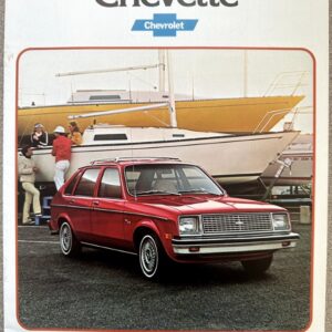 Promotional cover showing a red 1979 Chevrolet Chevette in front of a large white boat at a marina, with 'Chevette' and Chevrolet logo above and '1979' at the bottom.