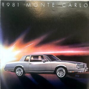 Album cover featuring a silver 1981 Monte Carlo coupe against a colorful neon streaked background, parked profile view from the front-right side.