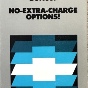 Advertisement promoting 1984 Chevrolet double‑play value bonus with no extra charge options; bold 'SAVE!' and a blue geometric graphic. See salesperson for details.