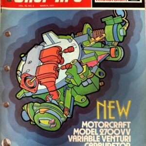 Shop Tips magazine cover with a colorful Motorcraft carburetor illustration and the caption 'NEW Motorcraft Model Z700WV Variable Venturi Carburetor'