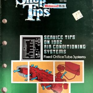 Vintage 1982 Shop Tips magazine cover about service tips for air conditioning systems, with diagrams of a fixed orifice tube system.