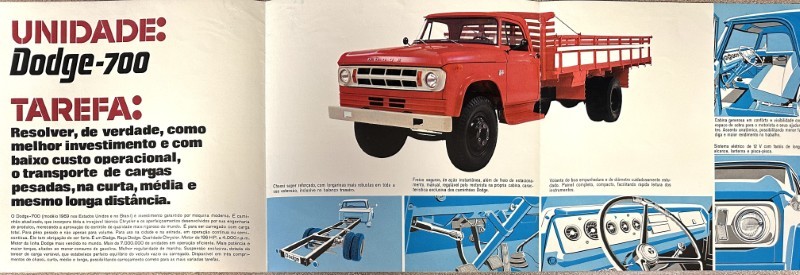 IMG_7350 | Merrick Auto Museum Vintage Dodge-700 brochure spread featuring a red utility truck and blue technical drawings insets.