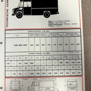 IMG_7367 | Merrick Auto Museum Dodge KC 30-series brochure page featuring a black silhouette of a panel truck and technical specs box beneath it.