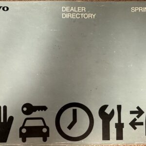 Volvo Dealer Directory Spring 1987 cover with a row of black icons (hand, key, car, clock, wrench, arrows, car).