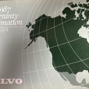1987 Volvo Warranty Information USA cover with a stylized world map and grid lines over the Americas
