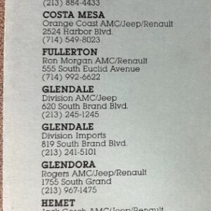 Page titled 'Participating Dealers' listing multiple car dealers with addresses and phone numbers.
