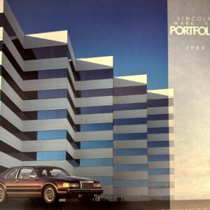Cover image of a 1988 Lincoln Portfolio brochure showing a stepped blue-gray building with a brown luxury car in front.