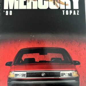 Magazine cover showing a red Mercury Topaz car with bold 'MERCURY' lettering at the top and '90' on the left.