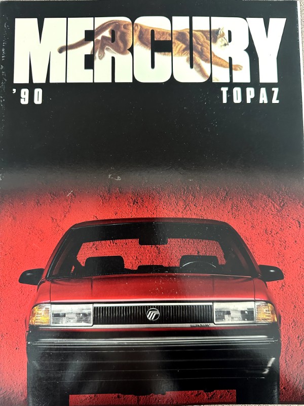 IMG_9104 | Merrick Auto Museum Magazine cover showing a red Mercury Topaz car with bold 'MERCURY' lettering at the top and '90' on the left.