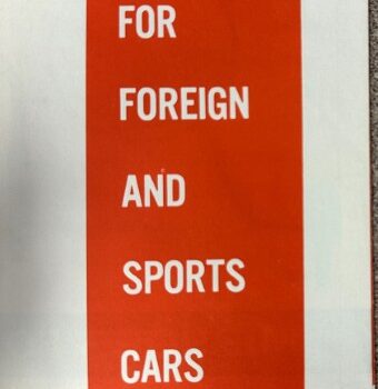 IMG_9380 | Merrick Auto Museum Vertical ad banner featuring the Yankee logo and the text 'MIRRORS FOR FOREIGN AND SPORTS CARS', with a vintage black car illustration at the bottom.
