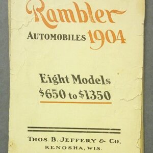 Vintage 1904 Rambler car advertisement showing eight models priced $650–$1350 by Thos. B. Jeffery & Co.