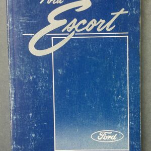 Blue Ford Escort Owner’s Guide booklet with white logo and worn cover art, 1980s style typography.