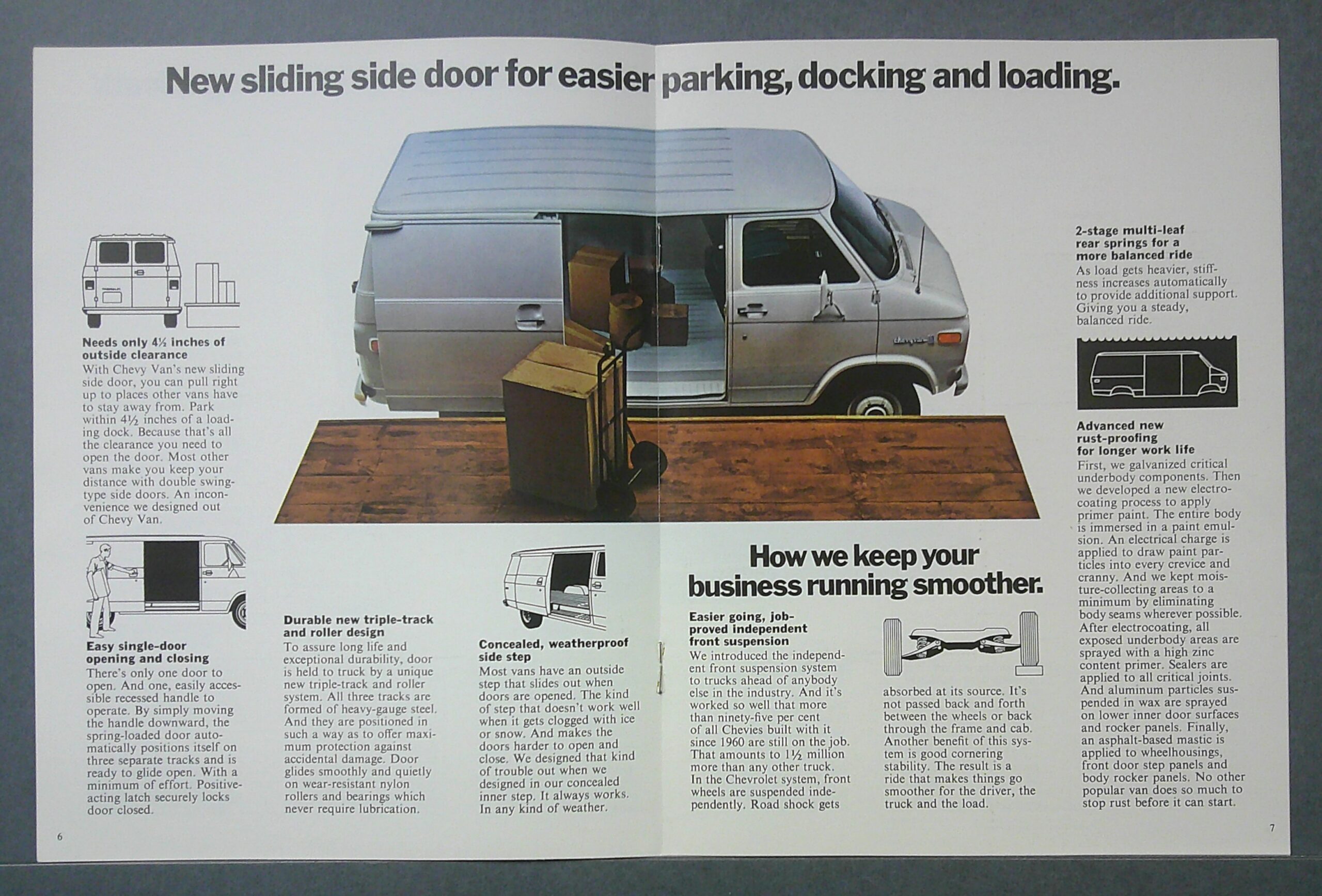 Digital Camera | Merrick Auto Museum Silver van with open sliding side door shown in a brochure, highlighting easier parking, docking and loading.