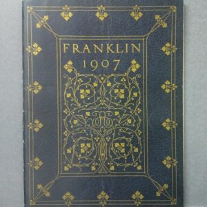 Hardcover book with a dark blue cover and intricate gold engraving, showing 'FRANKLIN 1907' in the center.