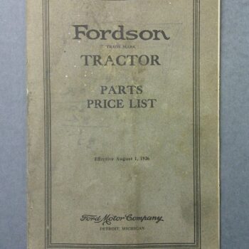 Vintage Fordson Tractor Parts Price List booklet cover, Detroit, Michigan, 1926.