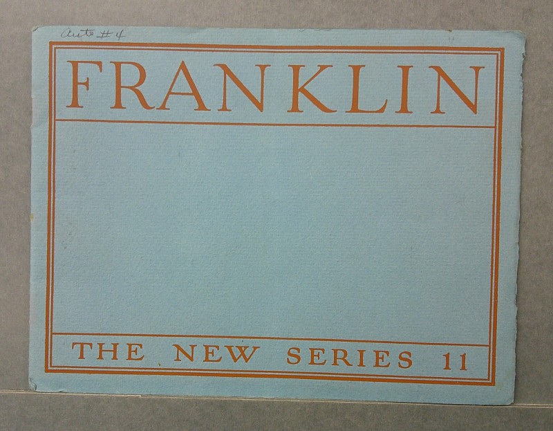 Franklin1 Custom | Merrick Auto Museum Blue card with an orange border reading 'FRANKLIN' at the top and 'THE NEW SERIES 11' at the bottom.