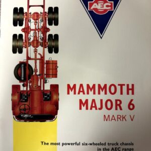 Front cover with a red six-wheel truck chassis illustration on a white background, a blue AEC triangle logo, and bold red text reading 'MAMMOTH MAJOR 6 MARK V' with a yellow bottom accent.