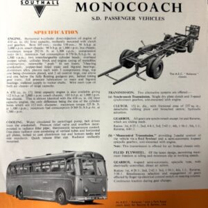 Vintage AEC Reliance and Monocoach advertisement featuring a vehicle chassis diagram and a retro bus image
