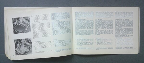 MB4 Custom | Merrick Auto Museum Open hardcover or paperback book laid flat, showing two-column text with small grayscale engine photos on the left page.