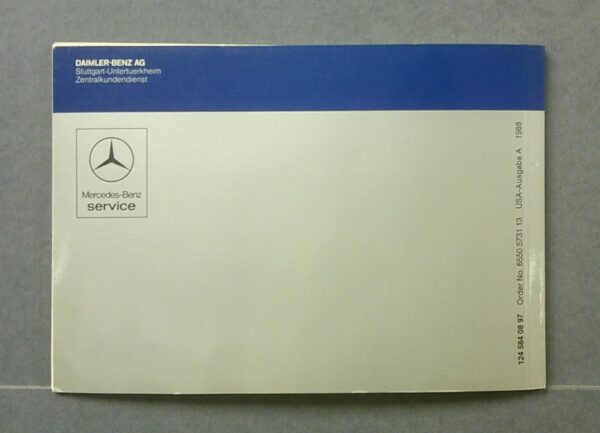 TE5 Custom | Merrick Auto Museum Mercedes-Benz Service brochure with a blue header and gray cover, logo on the left