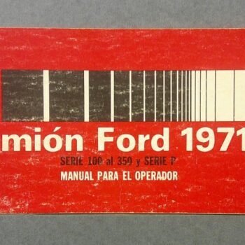 Portada roja de manual para camión Ford 1971, con las palabras 'Camión Ford 1971' y 'Manual para el operador' en blanco, y un diseño gráfico en la parte superior.